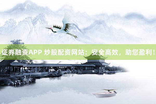 证券融资APP 炒股配资网站：安全高效，助您盈利！