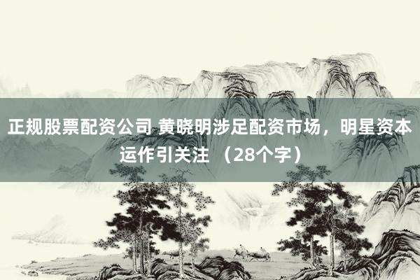 正规股票配资公司 黄晓明涉足配资市场，明星资本运作引关注 （28个字）
