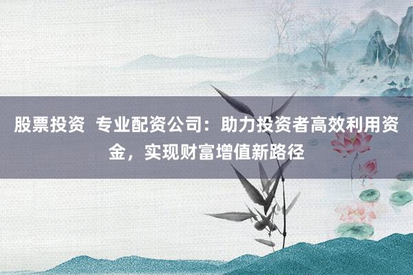 股票投资  专业配资公司：助力投资者高效利用资金，实现财富增值新路径