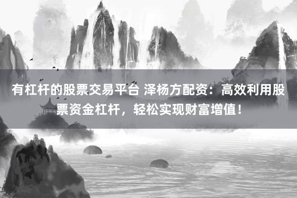 有杠杆的股票交易平台 泽杨方配资：高效利用股票资金杠杆，轻松实现财富增值！