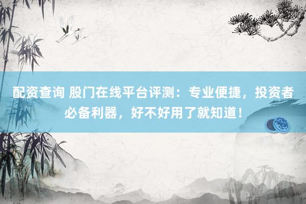 配资查询 股门在线平台评测：专业便捷，投资者必备利器，好不好用了就知道！