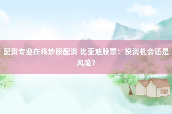 配资专业在线炒股配资 比亚迪股票：投资机会还是风险？