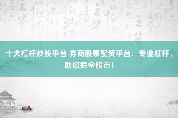 十大杠杆炒股平台 券商股票配资平台：专业杠杆，助您掘金股市！