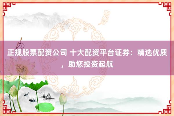 正规股票配资公司 十大配资平台证券：精选优质，助您投资起航