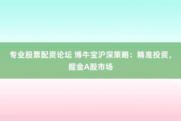 专业股票配资论坛 博牛宝沪深策略：精准投资，掘金A股市场