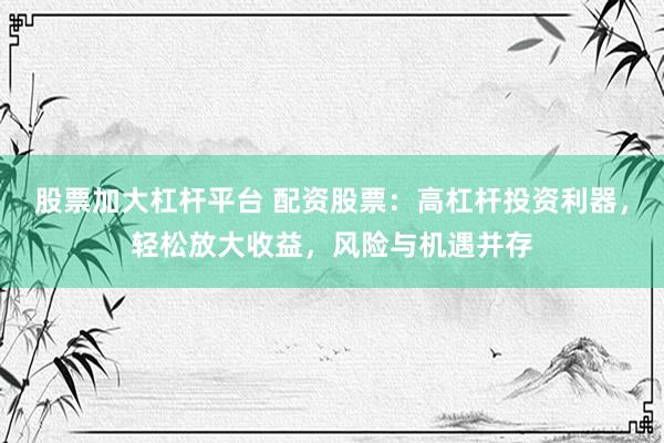 股票加大杠杆平台 配资股票：高杠杆投资利器，轻松放大收益，风险与机遇并存