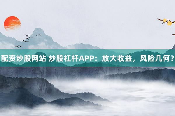 配资炒股网站 炒股杠杆APP：放大收益，风险几何？