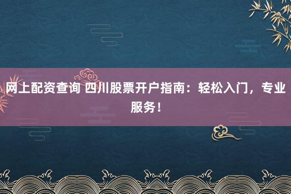 网上配资查询 四川股票开户指南：轻松入门，专业服务！