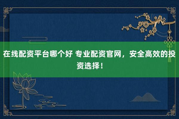在线配资平台哪个好 专业配资官网，安全高效的投资选择！