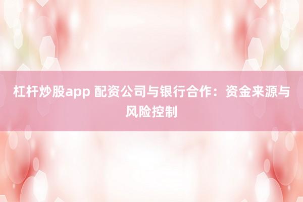 杠杆炒股app 配资公司与银行合作:资金来源与风险控制
