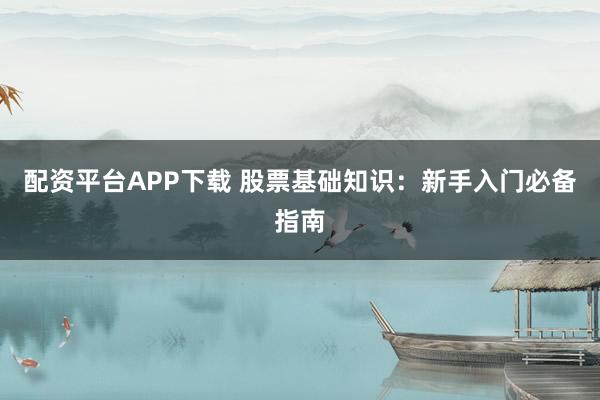 配资平台APP下载 股票基础知识：新手入门必备指南