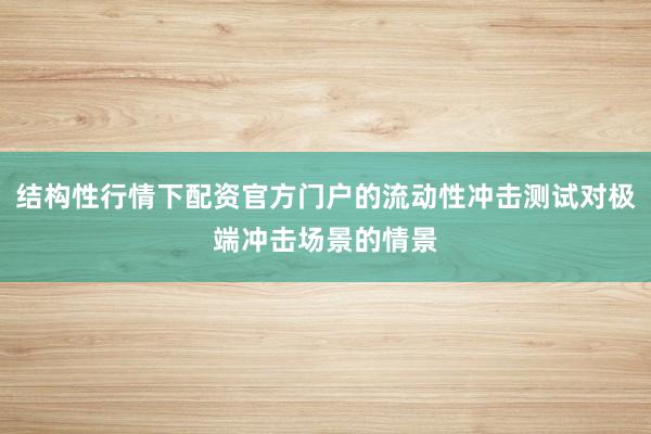 结构性行情下配资官方门户的流动性冲击测试对极端冲击场景的情景