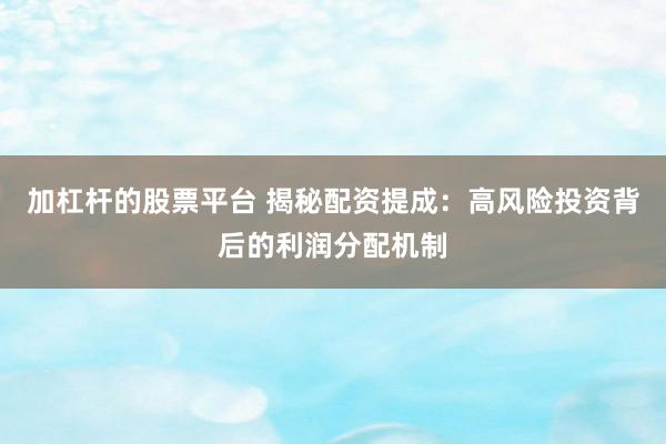 加杠杆的股票平台 揭秘配资提成：高风险投资背后的利润分配机制