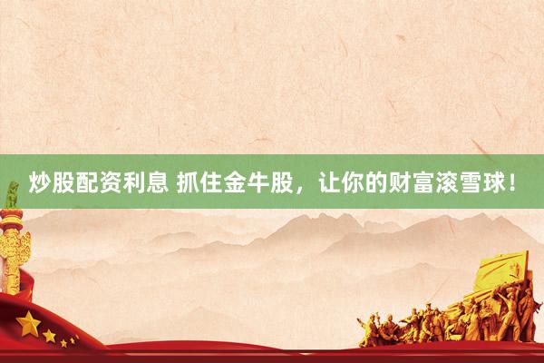 炒股配资利息 抓住金牛股，让你的财富滚雪球！